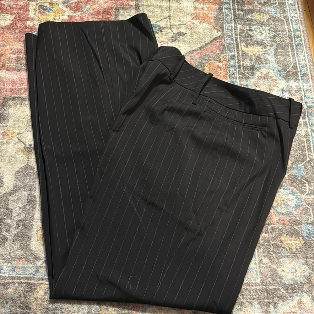 Máxime Marlene Fit striped wide leg black white women’s pants trousers Sz 14L